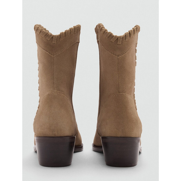 NEW MANGO MNG MEDIUM BROWN ARIANE SUEDE LEATHER ANKLE BOOTS BOOTIE SZ 40 US 9 - Picture 3 of 7